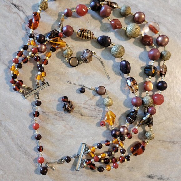 Repurposed Vintage Jewelry on Hand Crafted Crochet Boho / Goth Choker Necklace - Picture 3 of 3